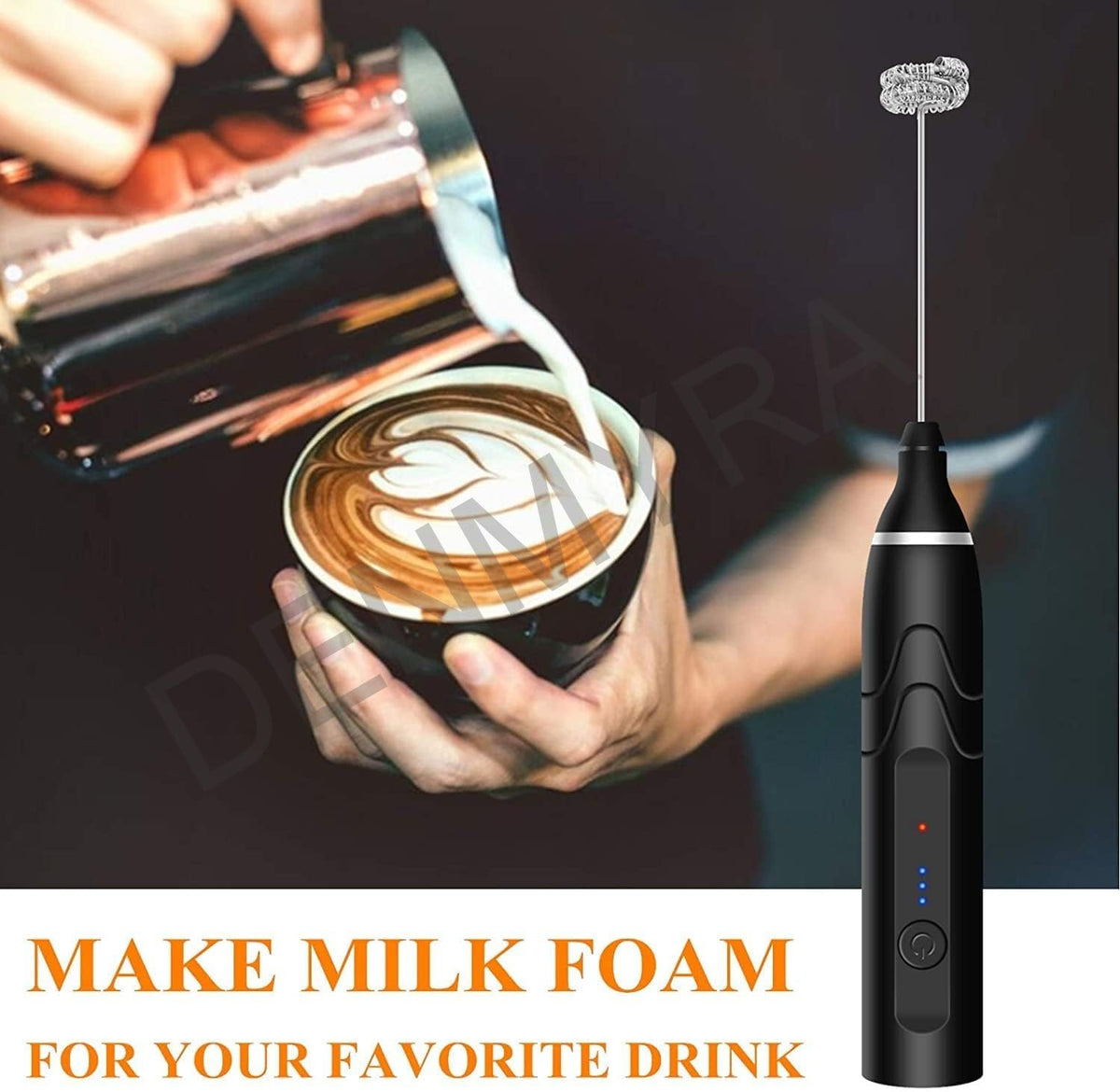 Rechargeable Coffee Beater Foam Maker with Double Whisk, Upgraded 3 Speeds Frother Handheld for Milk Coffee, Latte, Matcha