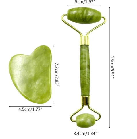 Natural Jade Roller & Gua Sha Set – Anti-Aging Facial Massage Tool ( On Clearance)