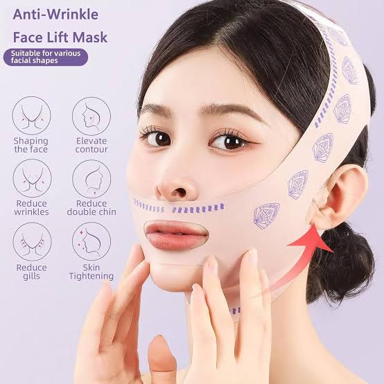 V-Line Face Lifting Tape - Reusable Beauty Face and Chin Lift Mask for Men and Women, Soft High-Elastic Fit, Depuffing and Skin Tightening, Double Chin Strap, Sagging Skin Relief