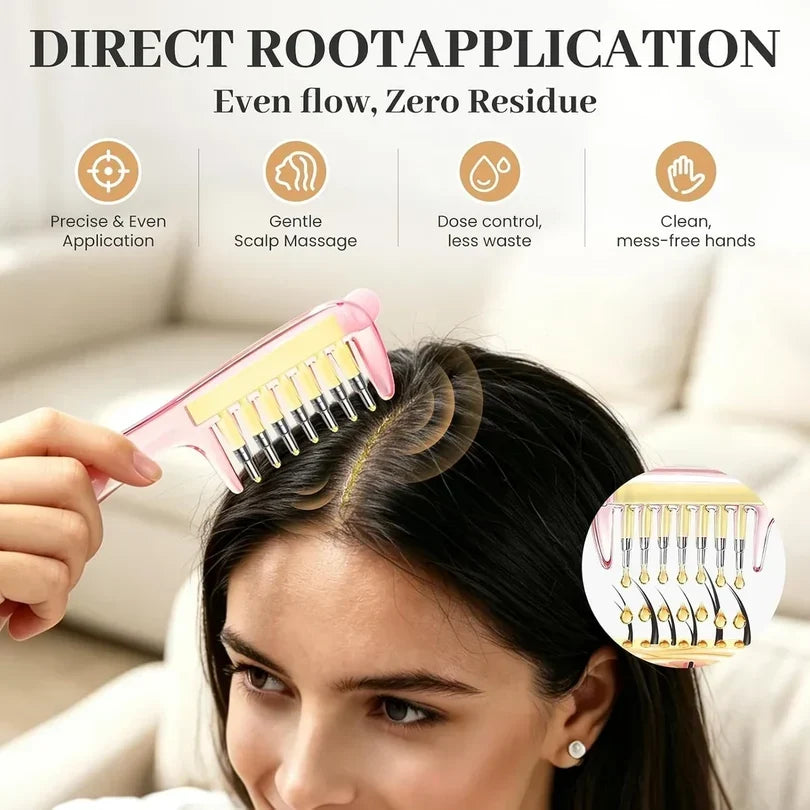 2-in-1 Hair Oil Applicator Comb with Roller Ball ( Free Delivery )